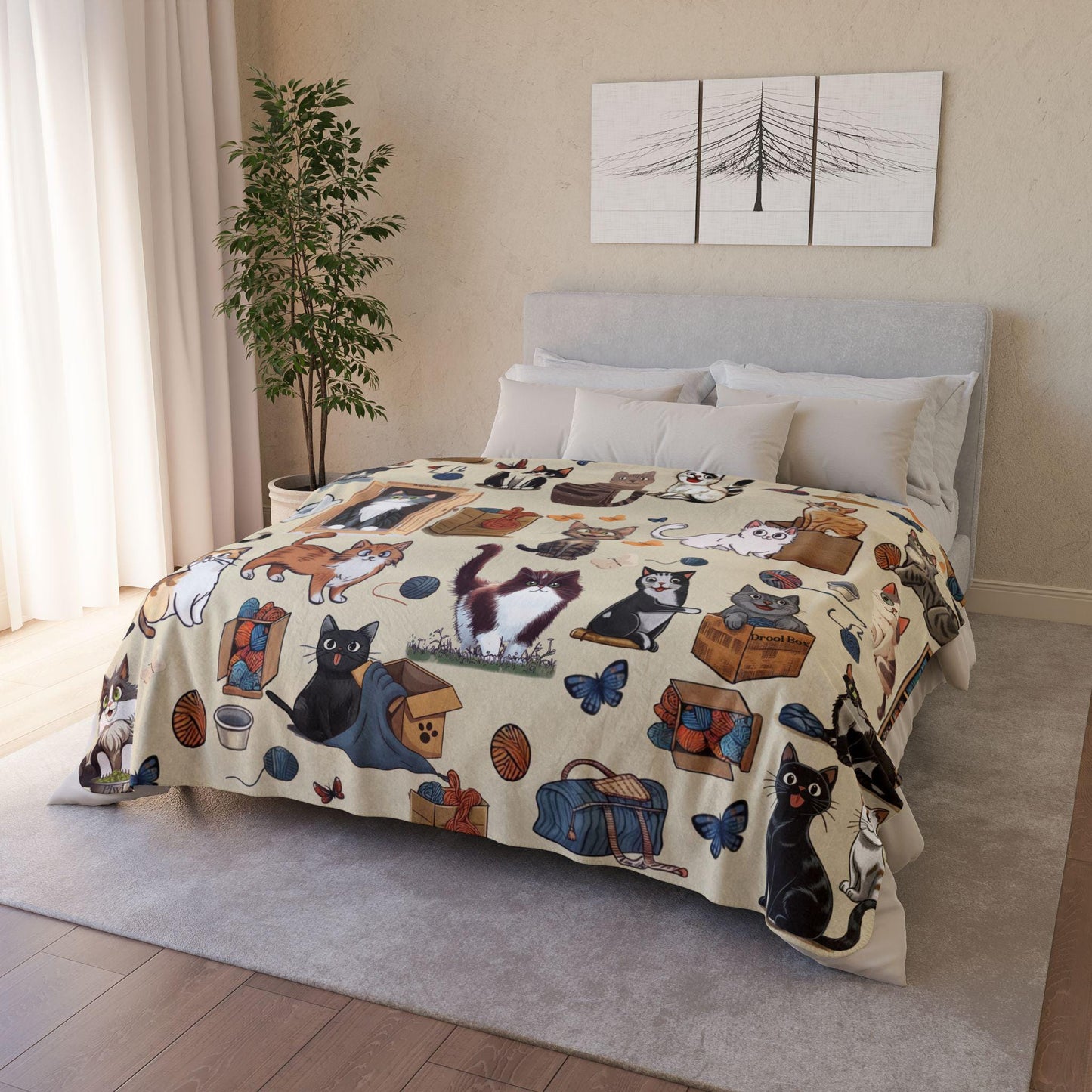 Personalized Blanket for Cat Lovers, Sherpa Throw Blanket, Cat Themed Gift, Gift for Reader, Cat Mom or Dad, Funny Pet Owner Gift