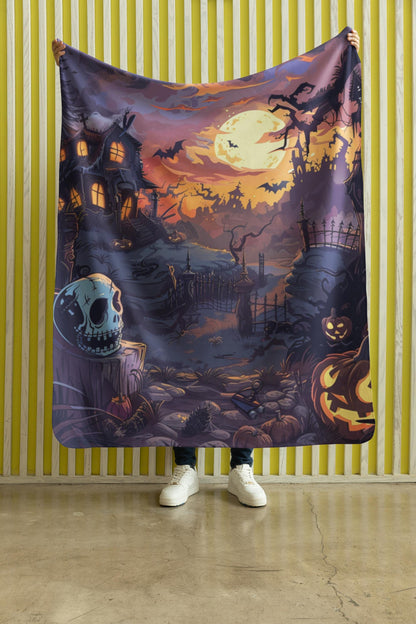 Soft Blanket Throw Blanket, Halloween Decor, Gifts for Her, Gifts for Him, Unique Design, Spooky Season Decor with Spooky Bats
