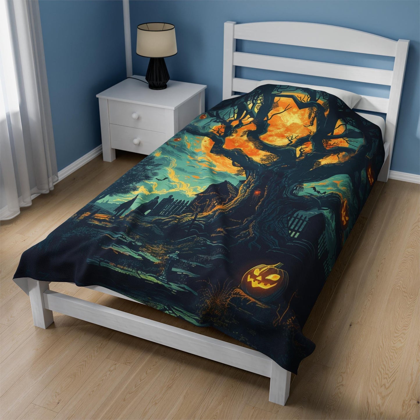 Halloween Throw Blanket Decor, Soft Blanket, Halloween Decor, Cozy Holiday Custom Fall Party Gifts, Beautiful Spooky Soft Blanket