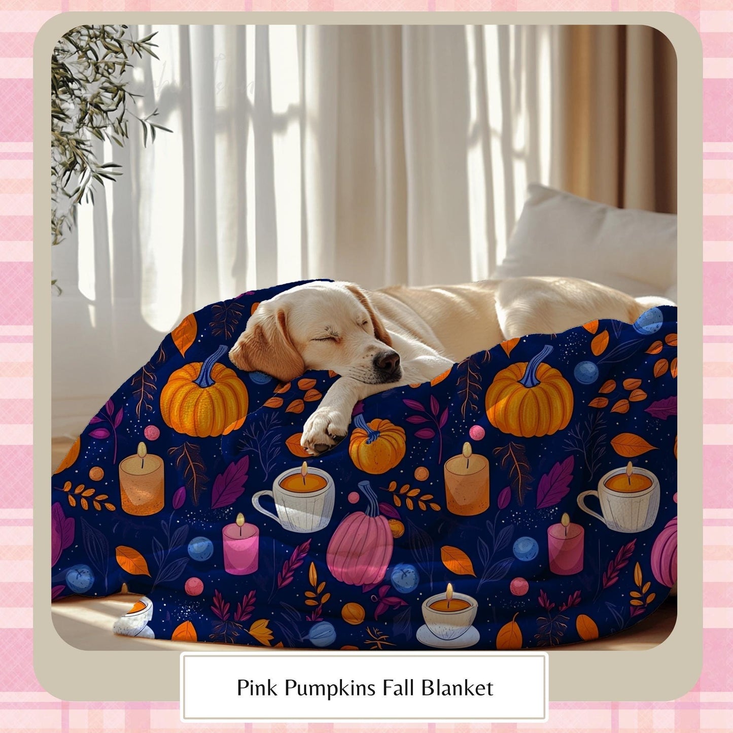 Cozy Pumpkin Fall Blanket, Pumpkin Spice Aesthetic, Pumpkin Blanket, Autumn Purple Blanket, Cute Fall Home Decorations by HarborIslandDecor