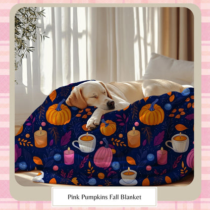 Cozy Pumpkin Fall Blanket, Pumpkin Spice Aesthetic, Pumpkin Blanket, Autumn Purple Blanket, Cute Fall Home Decorations by HarborIslandDecor
