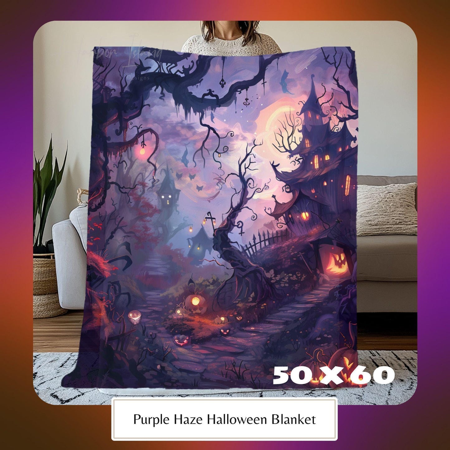 Halloween Pumpkin Blanket, Witchy Aesthetics, Spooky Season Blankets, Fall Blanket Cozy Pumpkin, Throw Blanket Witch by Harbor Island Decor