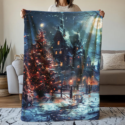 Spooky Christmas Blanket, Witches Blanket, Dark Academia Decorative Blanket, Goth Home Decor, Cozy Halloween Blanket by Harbor Island Decor