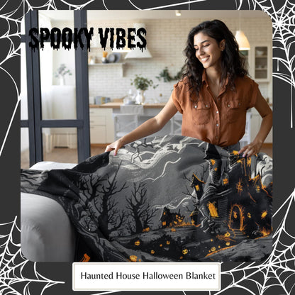 Halloween Blanket, Halloween Witches Salem, Spooky Season Blankets, Dark Academia Blanket, Cozy Fall Pumpkin Blanket by Harbor Island Decor