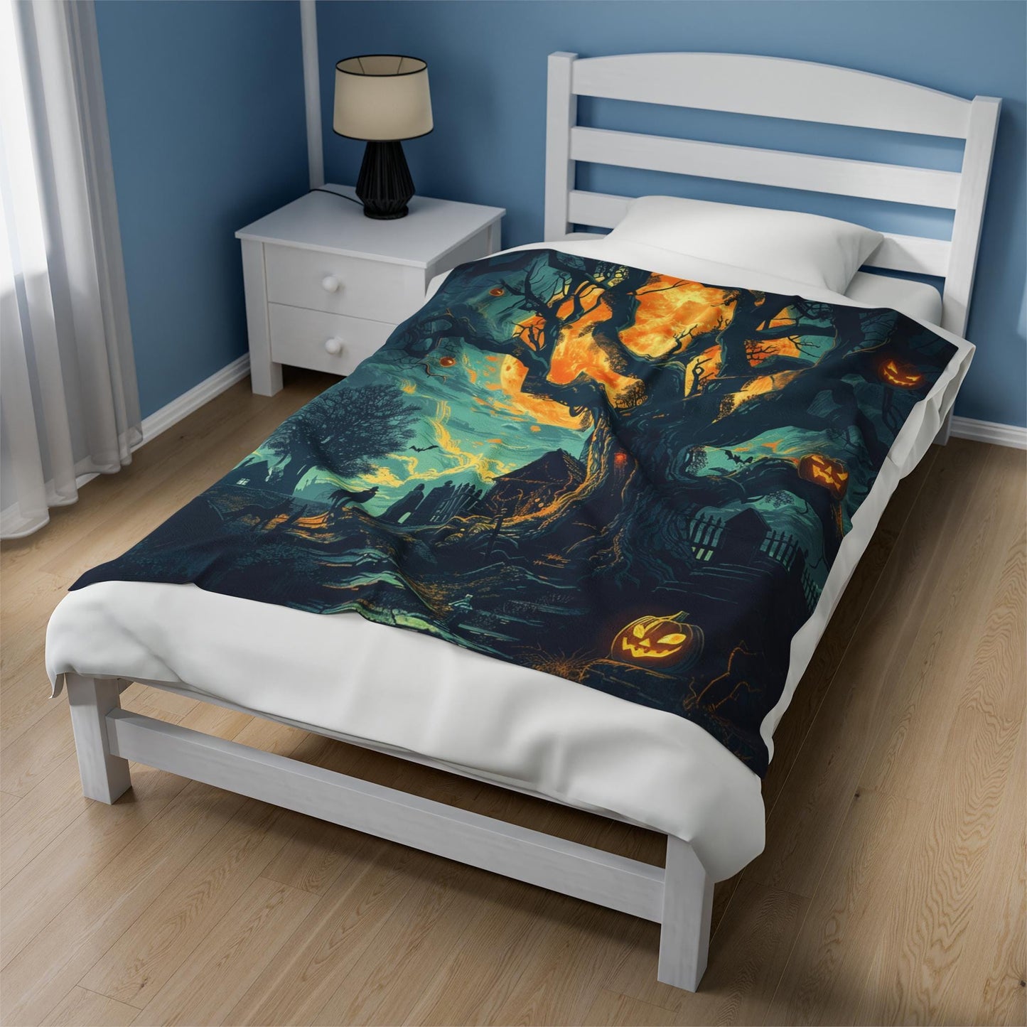 Halloween Throw Blanket Decor, Soft Blanket, Halloween Decor, Cozy Holiday Custom Fall Party Gifts, Beautiful Spooky Soft Blanket