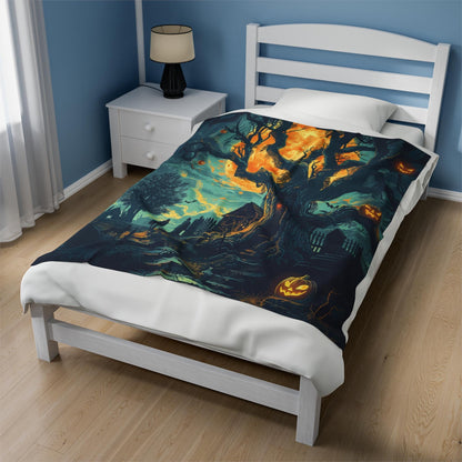 Halloween Throw Blanket Decor, Soft Blanket, Halloween Decor, Cozy Holiday Custom Fall Party Gifts, Beautiful Spooky Soft Blanket