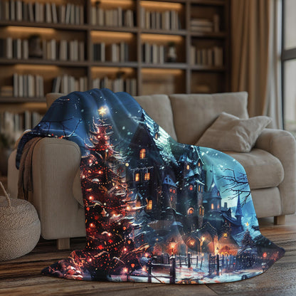 Spooky Christmas Blanket, Witches Blanket, Dark Academia Decorative Blanket, Goth Home Decor, Cozy Halloween Blanket by Harbor Island Decor