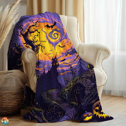 Cozy Pumpkin Blanket, Dark Academia Decorative Blanket, Spooky Season Blankets, Gothic Blanket, Cute Fall Blanket by Harbor Island Decor