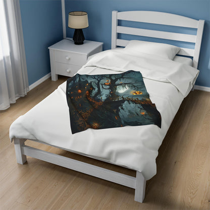 Halloween Throw Blanket Decor, Soft Blanket, Spooky Halloween Decor, Cozy Holiday Custom Fall Party Gifts, Beautiful Gothic Horror Print