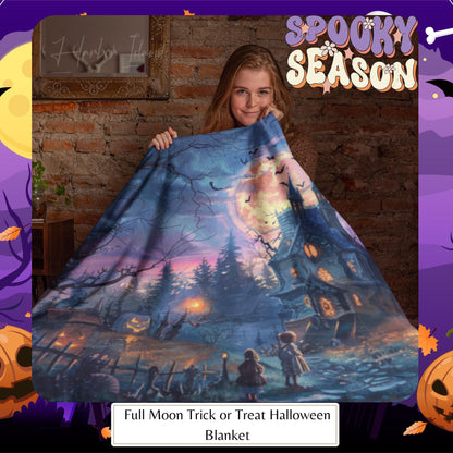 Halloween Blanket, Plush Fall Spooky Throw, Cute Goth Halloween Decor, Halloween Lover Gift, Halloween Home Decor by Harbor Island Decor