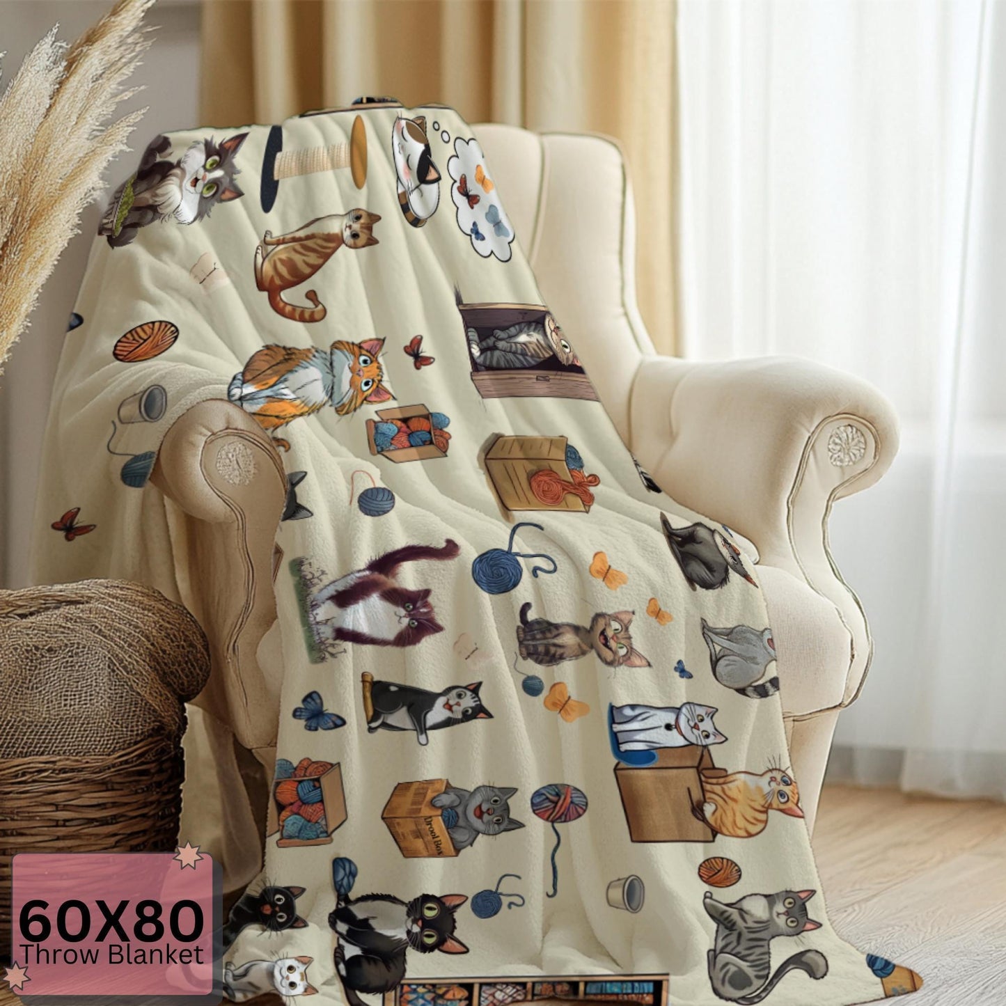 Personalized Blanket for Cat Lovers, Sherpa Throw Blanket, Cat Themed Gift, Gift for Reader, Cat Mom or Dad, Funny Pet Owner Gift