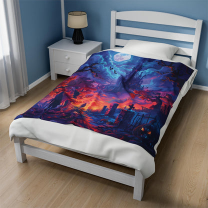 Spooky Season Blanket, Dark Academia Decorative Blanket, Cozy Halloween Banket, Haunted House Gift Gothic Blanket by Harbor Island Decor