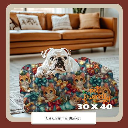 HarborIslandDecor: Cat Christmas Blanket for Cat Lovers, Cozy Fuzzy Throw Blanket, Cath Themed Gift, Gift for Reader, Cat Mom or Dad