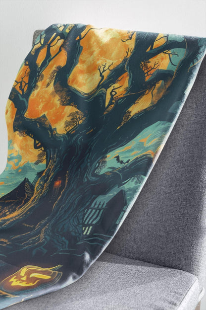 Halloween Throw Blanket Decor, Soft Blanket, Halloween Decor, Cozy Holiday Custom Fall Party Gifts, Beautiful Spooky Soft Blanket