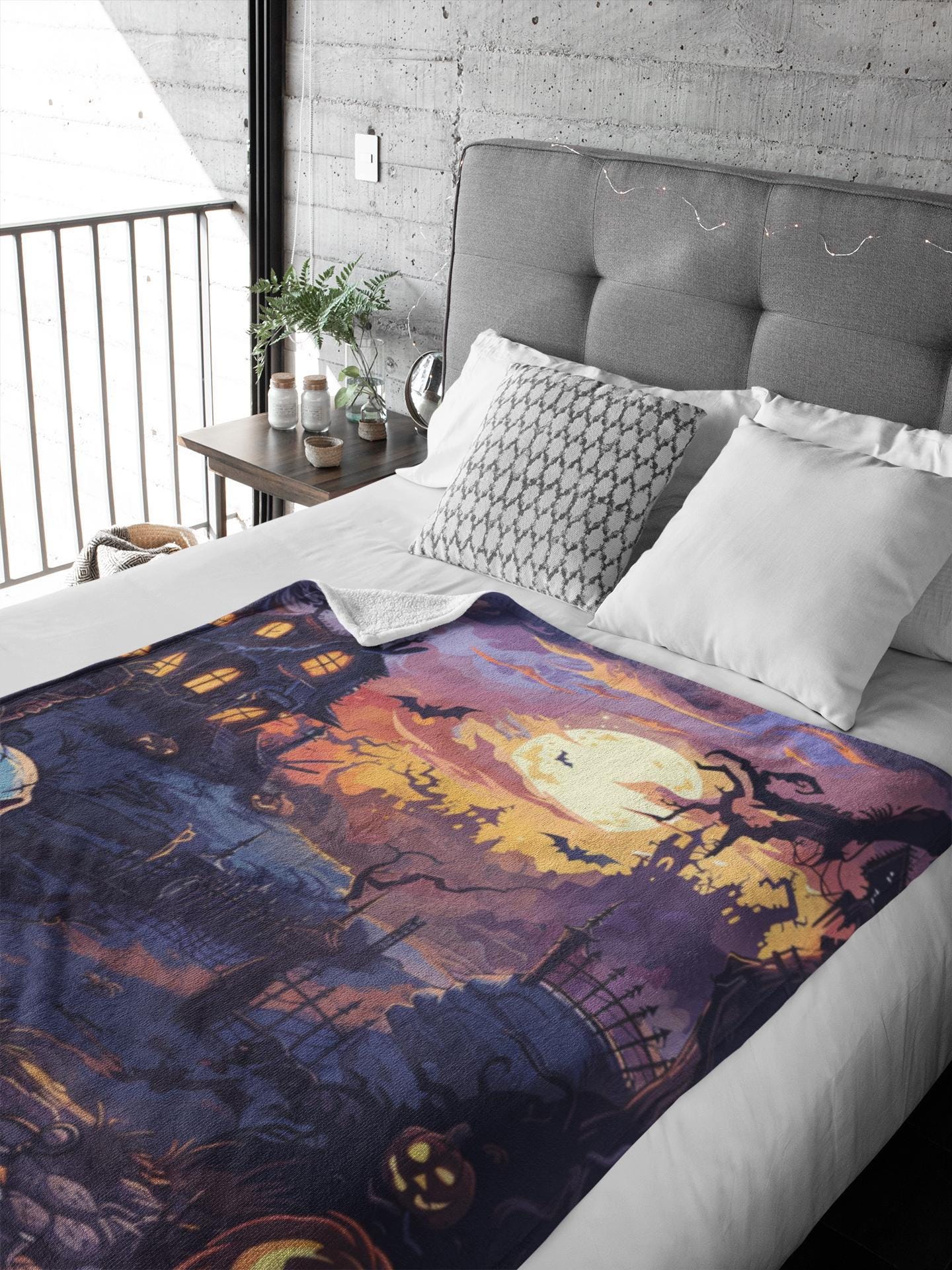 Soft Blanket Throw Blanket, Halloween Decor, Gifts for Her, Gifts for Him, Unique Design, Spooky Season Decor with Spooky Bats