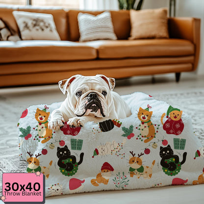 Christmas Cat Blanket for Cat Lovers, Cozy Fuzzy Throw Blanket, Cat Themed Gift, Cat Mom or Dad, Pet Owner Gift by HarborIslandDecor