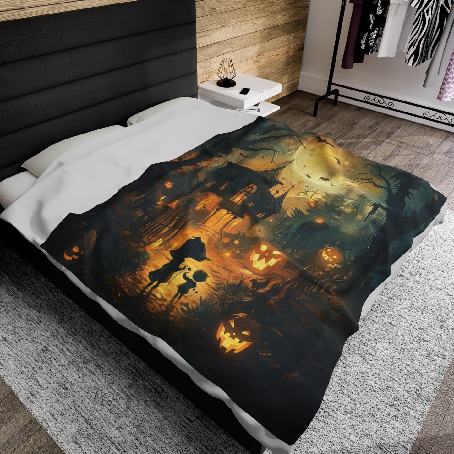 Soft Blanket Throw Blanket, Halloween Decor, Gifts for Her, Gifts for Him, Unique Design, Spooky Season Decor Beautiful Halloween Witch