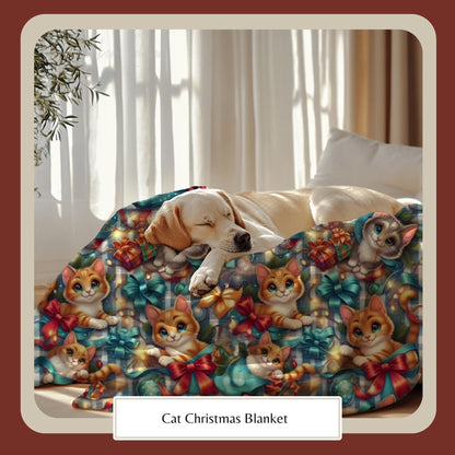 HarborIslandDecor: Cat Christmas Blanket for Cat Lovers, Cozy Fuzzy Throw Blanket, Cath Themed Gift, Gift for Reader, Cat Mom or Dad