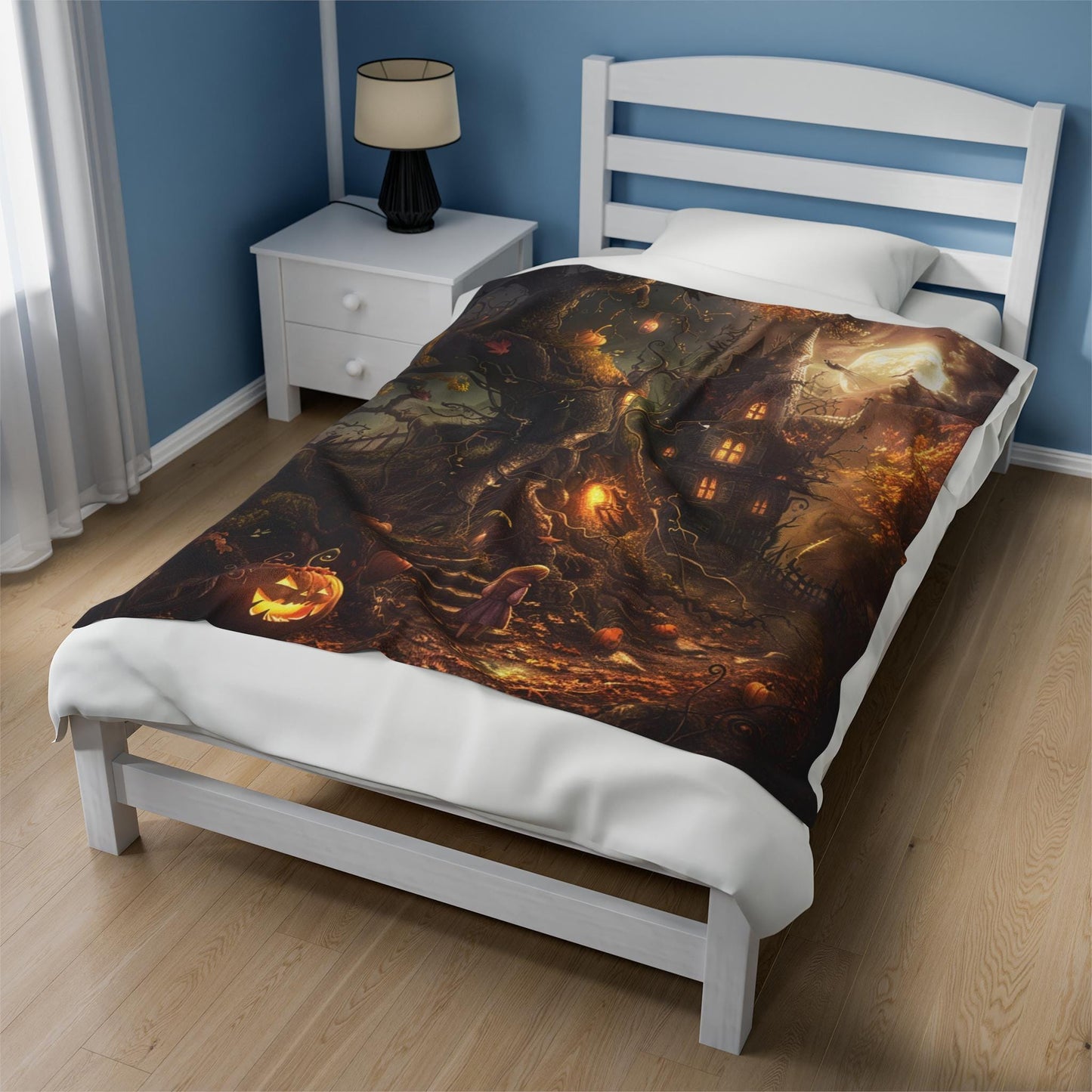 Dark Academia Decorative Blanket, Witchy Aesthetics, Spooky Cozy Blanket, Cozy Pumpkin Fall Blanket, Dark Spooky Forest by HarborIslandDecor