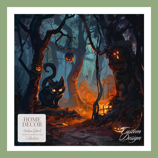 Halloween Throw Blanket Decor, Soft Blanket, Halloween Decor, Cozy Holiday Custom Fall Party Gift, Beautiful Colorful Print with Black Cats