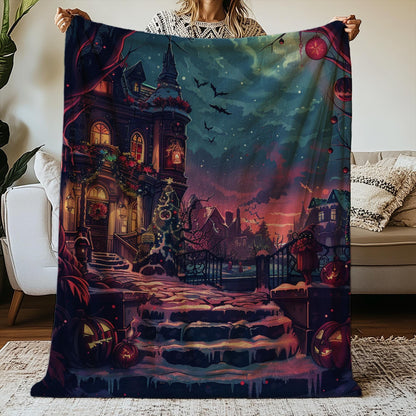 Spooky Christmas Blanket, Cozy Halloween Blanket, Creepy Christmas Gifts, Magical Witch Blanket, Dark Academia Gift by Harbor Island Decor