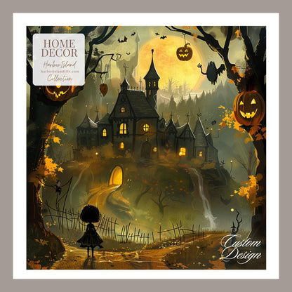 Halloween Blanket, Fall Blanket Cozy Pumpkin, Spooky Season Blanket, Autumn Blanket, Spooky Forest Witches House Gift by Harbor Island Decor