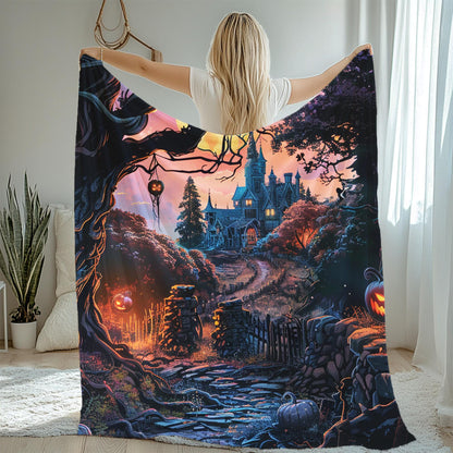 Spooky Cozy Blanket, Dark Academia Blanket, Pumpkin Blanket, Witchy Aesthetics, Cute Fall Blanket, Fall Home Decor by Harbor Island Decor