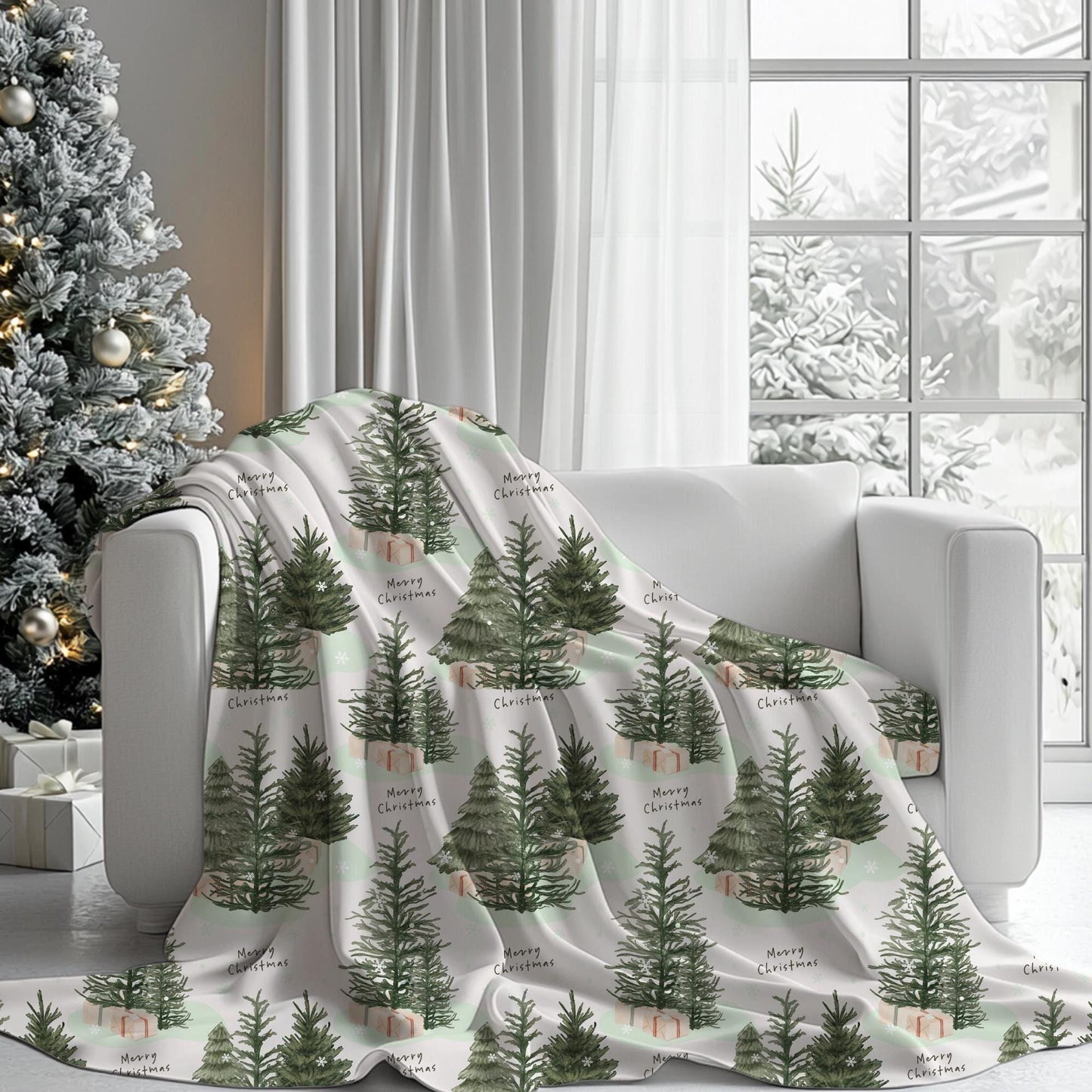 Personalized Christmas Blanket Velveteen or Sherpa Throw, Cozy Holiday Decor Gift, Winter Cover for Seasonal Comfort by HarborIslandDecor