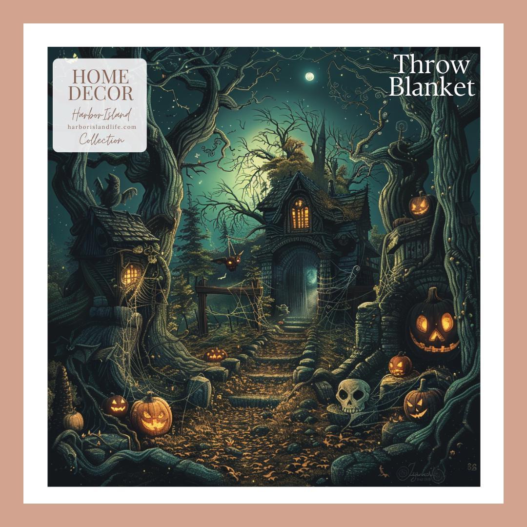 Halloween Throw Blanket Decor, Soft Blanket, Halloween Decor, Cozy Holiday Custom Fall Party Gift, Beautiful Unique Gothic Horror Print