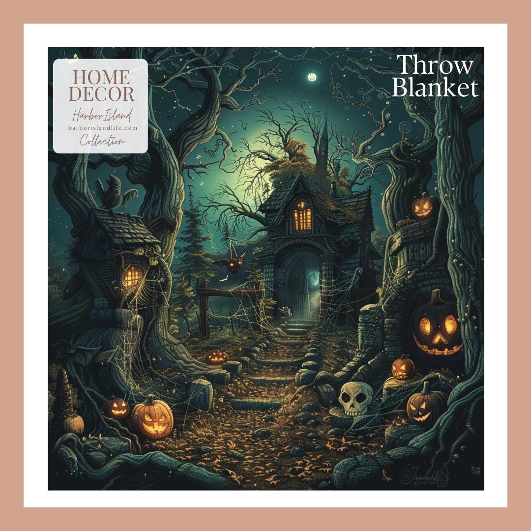 Halloween Throw Blanket Decor, Soft Blanket, Halloween Decor, Cozy Holiday Custom Fall Party Gift, Beautiful Unique Gothic Horror Print