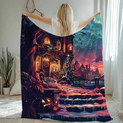 Spooky Christmas Blanket, Cozy Halloween Blanket, Creepy Christmas Gifts, Magical Witch Blanket, Dark Academia Gift by Harbor Island Decor