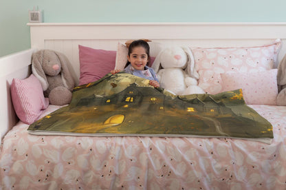 Halloween Blanket, Fall Blanket Cozy Pumpkin, Spooky Season Blanket, Autumn Blanket, Spooky Forest Witches House Gift by Harbor Island Decor