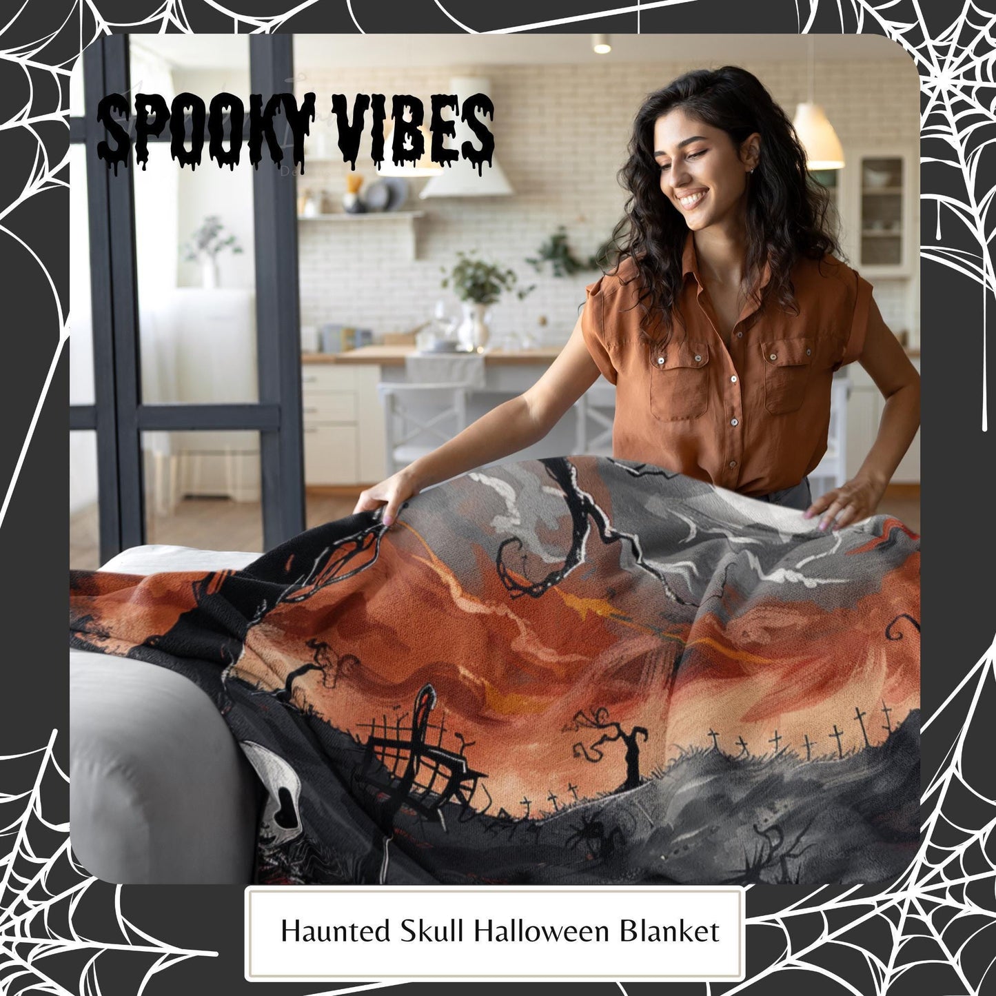 Dark Academia Decorative Blanket, Witchy Aesthetics, Spooky Cozy Blanket, Gothic Blanket, Halloween Home Decoration by Harbor Island Decor