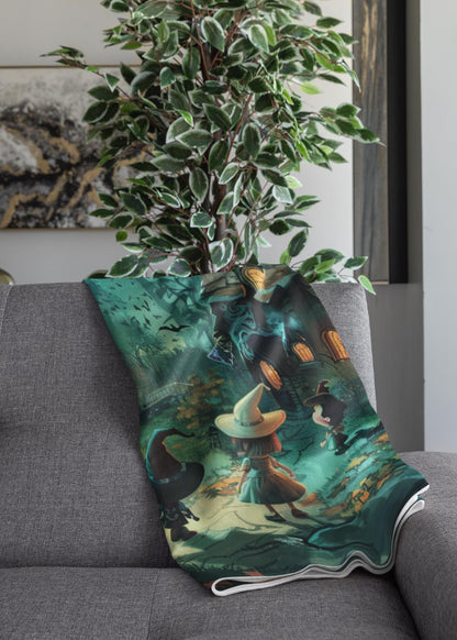 Halloween Blanket, Horror Movie Fall Gifts, Haunted House Gift, Witchy Gothic Spooky Throw Decor, Halloween Pumpkins by Harbor Island Decor