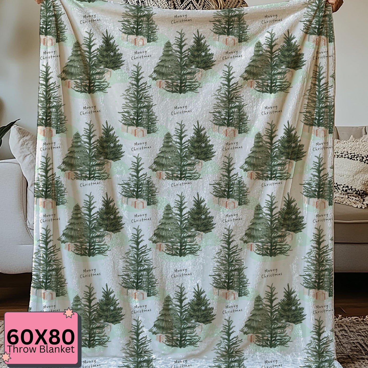 Personalized Christmas Blanket Velveteen or Sherpa Throw, Cozy Holiday Decor Gift, Winter Cover for Seasonal Comfort by HarborIslandDecor