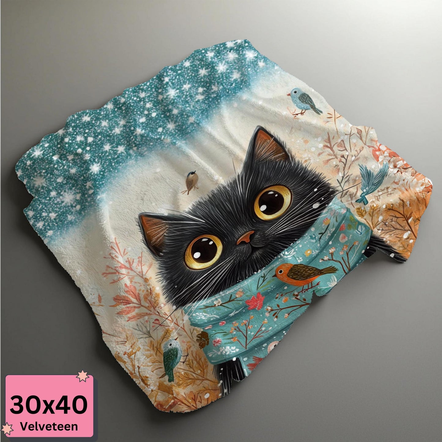 Christmas Cat Blanket for Cat Lovers, Cozy Sherpa Fleece Throw Blanket, Winter Cat, Gift for Reader, Cat Mom by Harbor Island Decor