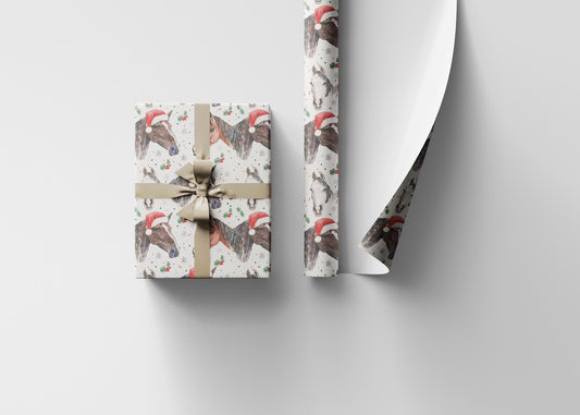 Holiday Horse Wrapping Paper, Cowgirl Christmas Gift Wrap, Winter Equestrian Paper, Riding Present Wrap, Horse Lover Festive Sheet
