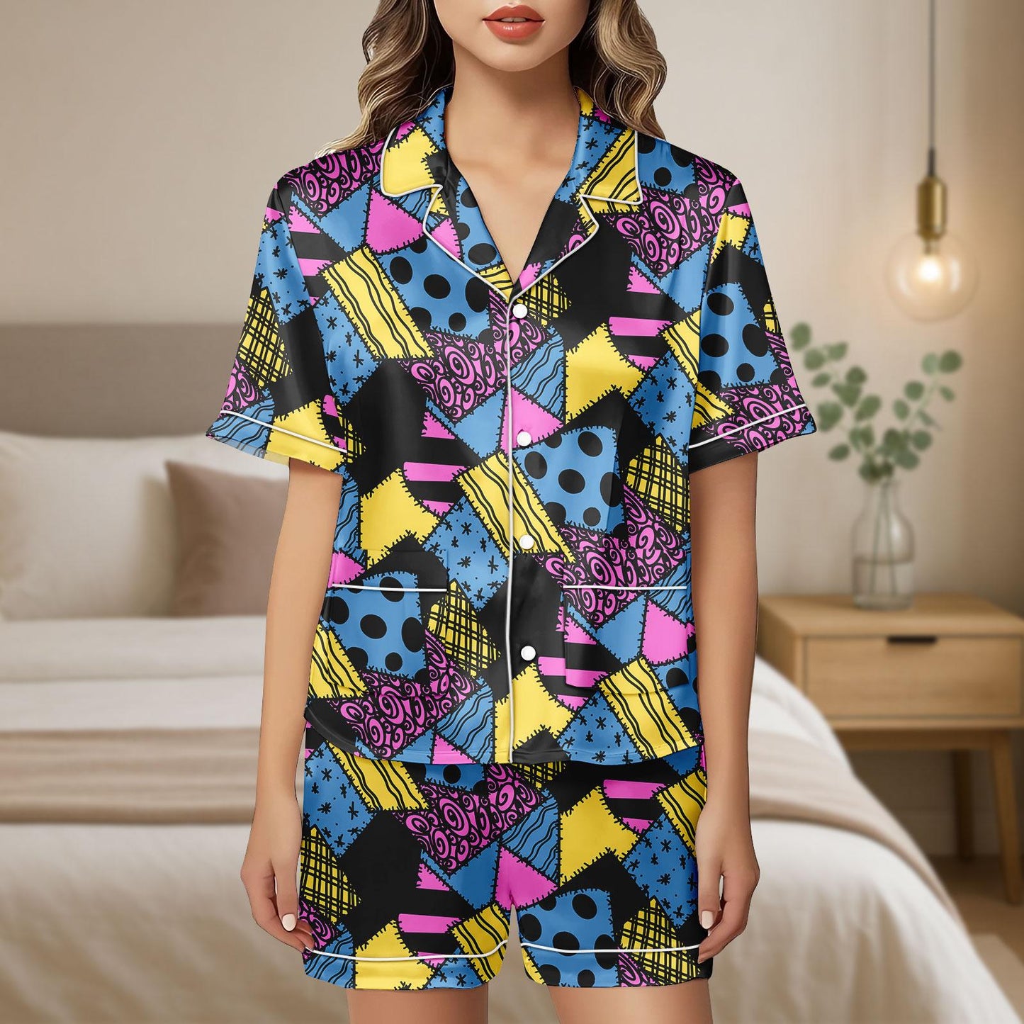 Sally Satin Pajamas Set, Nightmare Before Christmas Inspired Sleepwear, Halloween Cartoon Pjs, Satin Pajamas Set Gift