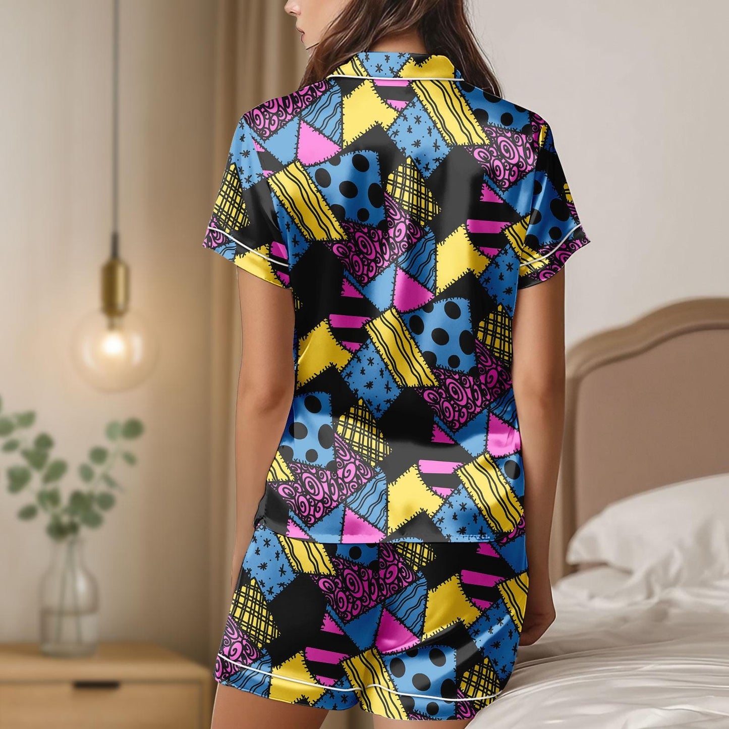 Sally Satin Pajamas Set, Nightmare Before Christmas Inspired Sleepwear, Halloween Cartoon Pjs, Satin Pajamas Set Gift