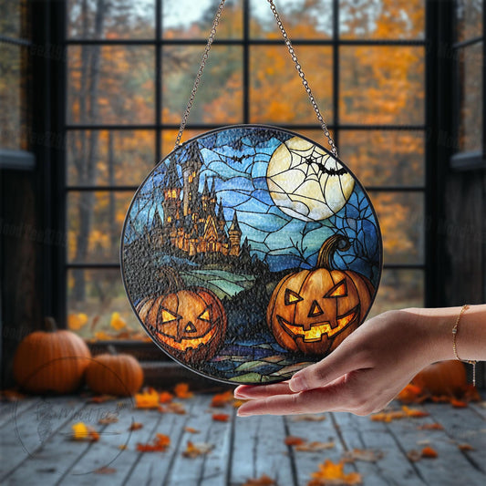 Halloween Stained Glass Suncatcher, Spooky Home Decor, Halloween Suncatcher, Halloween Ornament Suncatcher,Halloween Gift,Stained Suncatcher