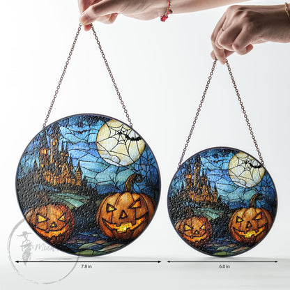 Halloween Stained Glass Suncatcher, Spooky Home Decor, Halloween Suncatcher, Halloween Ornament Suncatcher,Halloween Gift,Stained Suncatcher