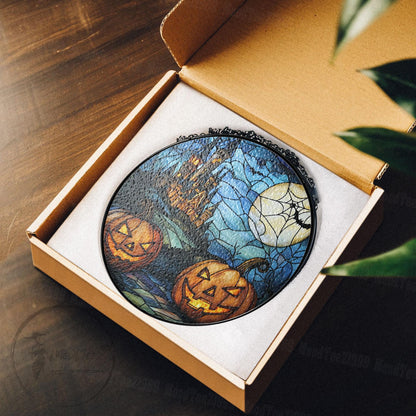 Halloween Stained Glass Suncatcher, Spooky Home Decor, Halloween Suncatcher, Halloween Ornament Suncatcher,Halloween Gift,Stained Suncatcher