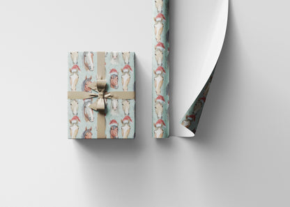 Equestrian Christmas Gift Wrap, Horse Lover Wrapping Paper, Cowgirl Winter Holiday Wrap, Riding Scene Present Paper