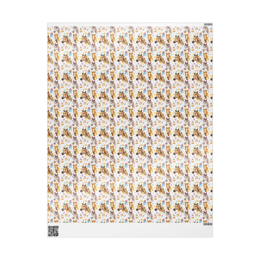 Horse Birthday Wrapping Paper, Gift Wrap for Horse Lover, Equestrian Birthday Present Wrap, Pony Themed Gift Paper