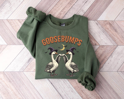 Goosebumps Halloween Sweatshirt, Funny Goose Lover,, Halloween Cute Ghost Sweatshirt, Spooky Season Sweater, Halloween Gift, Halloween Shirt