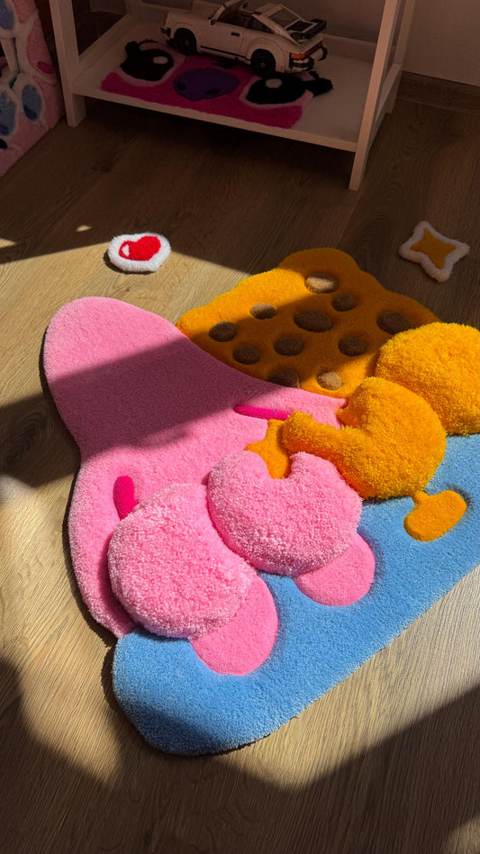 Custom Handmade Tufted Rug – Pink Puffy Carpet, Kids Room Floor Decor, 3d Rug, Fluffy Mat Home Decor