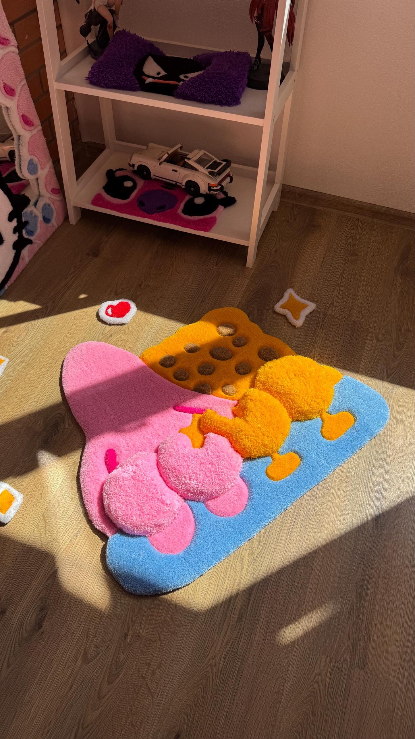 Custom Handmade Tufted Rug – Pink Puffy Carpet, Kids Room Floor Decor, 3d Rug, Fluffy Mat Home Decor