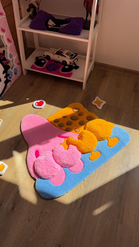 Custom Handmade Tufted Rug – Pink Puffy Carpet, Kids Room Floor Decor, 3d Rug, Fluffy Mat Home Decor