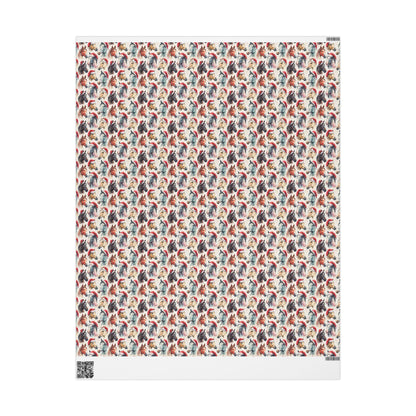 Festive Horse Gift Wrap, Equestrian Xmas Wrapping Paper, Winter Riding Holiday Wrap, Cowgirl Present Paper, Horse Lover Christmas