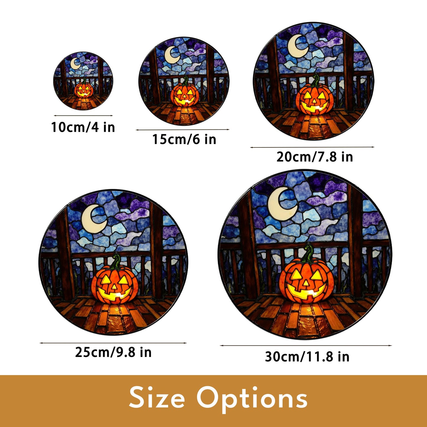 Glowing Pumpkin Moonlit Porch Halloween Stained Glass Suncatcher Gift for Mom Friends or Pumpkin Lovers